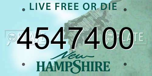 4547400 New Hampshire License Plate