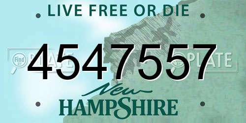 4547557 New Hampshire License Plate