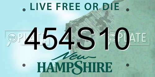 454S10 New Hampshire License Plate