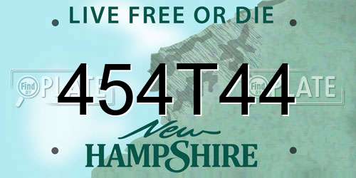 454T44 New Hampshire License Plate