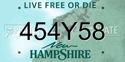 454Y58 New Hampshire License Plate