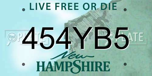 454YB5 New Hampshire License Plate