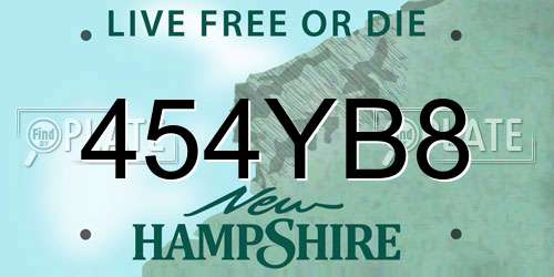 454YB8 New Hampshire License Plate
