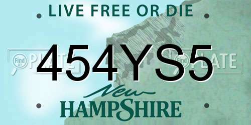 454YS5 New Hampshire License Plate