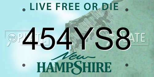 454YS8 New Hampshire License Plate