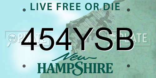 454YSB New Hampshire License Plate