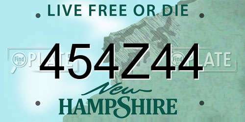 454Z44 New Hampshire License Plate
