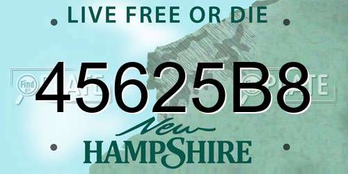 45625B8 New Hampshire License Plate