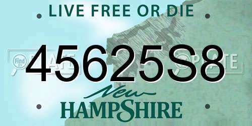 45625S8 New Hampshire License Plate