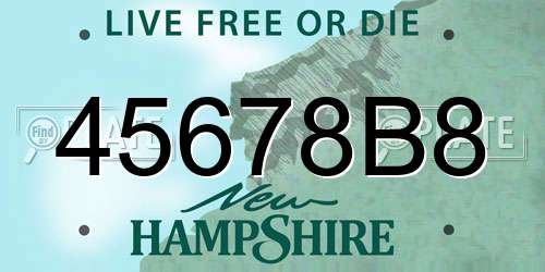 45678B8 New Hampshire License Plate