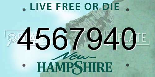 4567940 New Hampshire License Plate