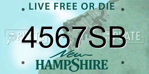 4567SB New Hampshire License Plate