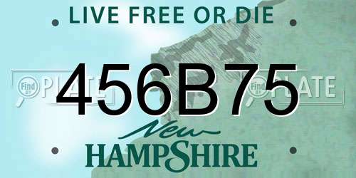 456B75 New Hampshire License Plate