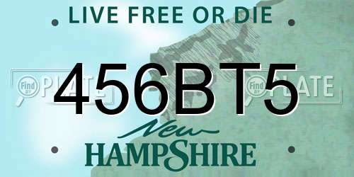 456BT5 New Hampshire License Plate
