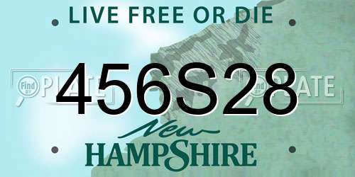 456S28 New Hampshire License Plate