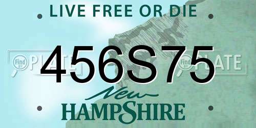 456S75 New Hampshire License Plate