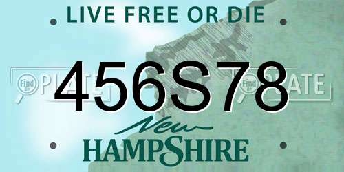 456S78 New Hampshire License Plate