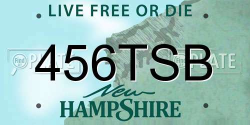 456TSB New Hampshire License Plate