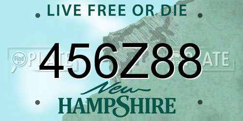 456Z88 New Hampshire License Plate