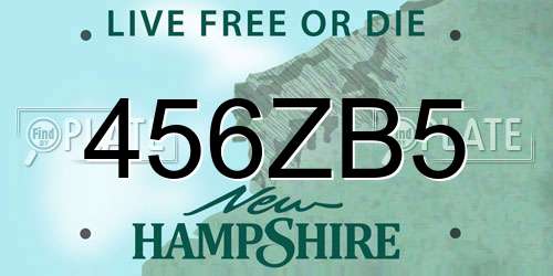 456ZB5 New Hampshire License Plate