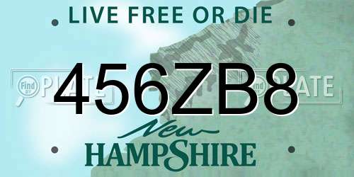 456ZB8 New Hampshire License Plate