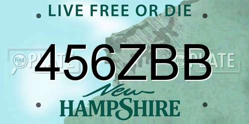 456ZBB New Hampshire License Plate