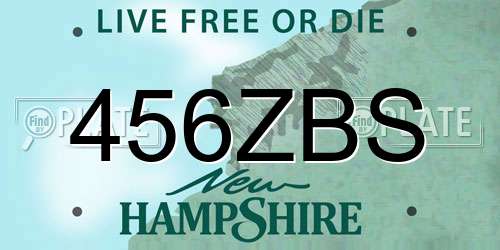 456ZBS New Hampshire License Plate