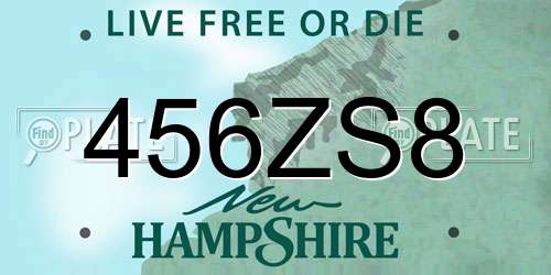 456ZS8 New Hampshire License Plate