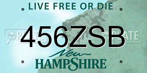 456ZSB New Hampshire License Plate