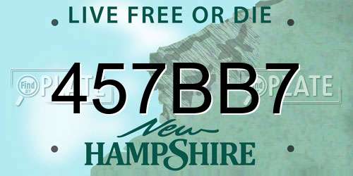 457BB7 New Hampshire License Plate
