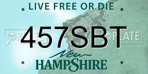 457SBT New Hampshire License Plate