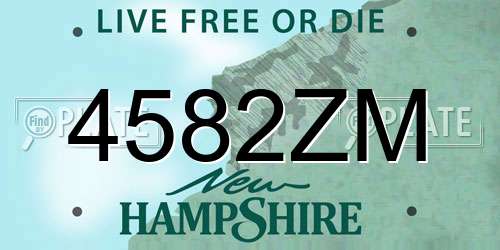 4582ZM New Hampshire License Plate