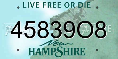 45839O8 New Hampshire License Plate