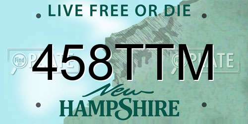 458TTM New Hampshire License Plate