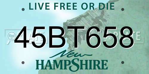 45BT658 New Hampshire License Plate