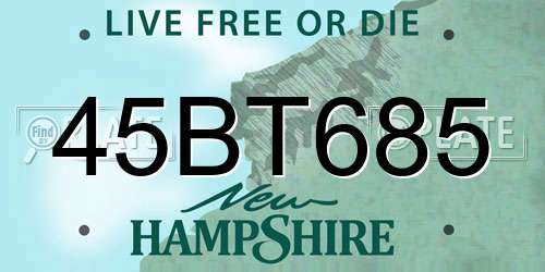 45BT685 New Hampshire License Plate