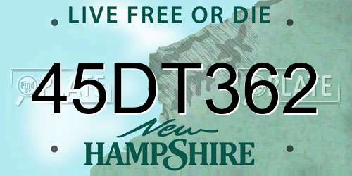 45DT362 New Hampshire License Plate