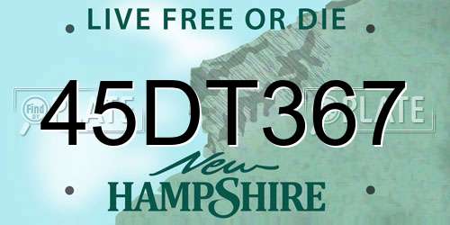 45DT367 New Hampshire License Plate