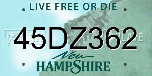 45DZ362 New Hampshire License Plate