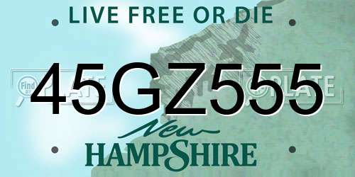45GZ555 New Hampshire License Plate