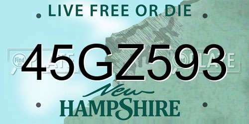 45GZ593 New Hampshire License Plate