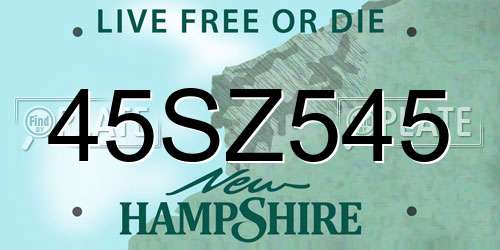 45SZ545 New Hampshire License Plate
