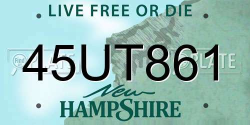 45UT861 New Hampshire License Plate