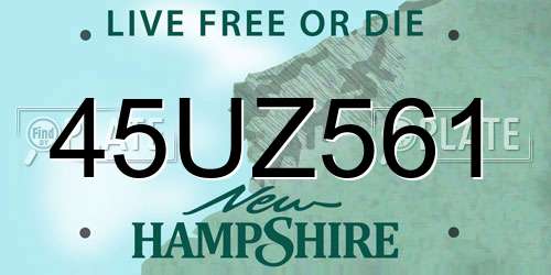 45UZ561 New Hampshire License Plate