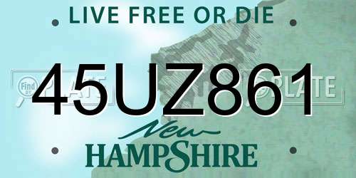 45UZ861 New Hampshire License Plate