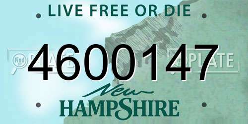 4600147 New Hampshire License Plate