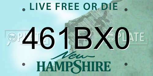 461BX0 New Hampshire License Plate