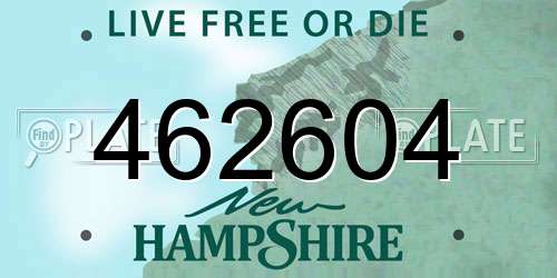 462604 New Hampshire License Plate