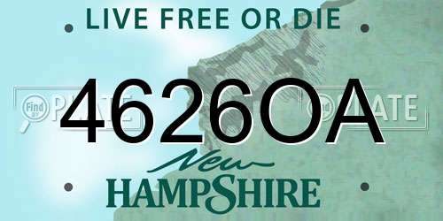 4626OA New Hampshire License Plate
