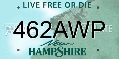 462AWP New Hampshire License Plate